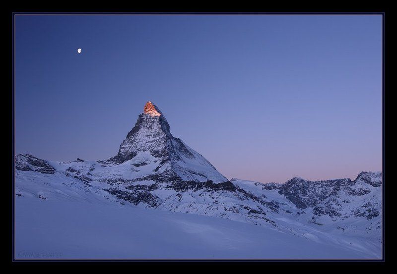 маттерхорн, луна, альпы, зима, рассвет Провожая ночь, встречая утро.photo preview