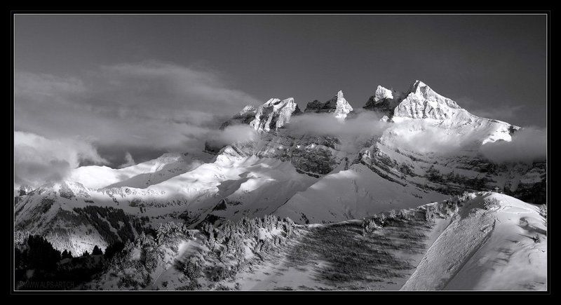 альпы, горы, скалы, зима, свет, мороз Игра света и тенейphoto preview