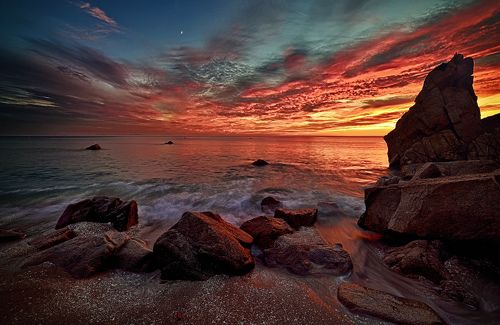 Dark red sea