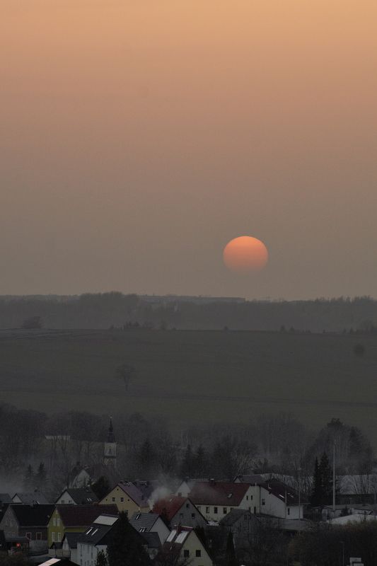 sunset, village, landscape photo preview