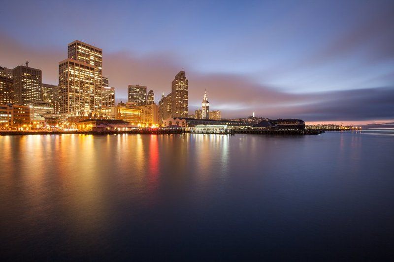 Город, Городской пейзаж, Залив, Мост, Ночной город, Сан-франциско Сан-Франциско с 14го пирсаphoto preview