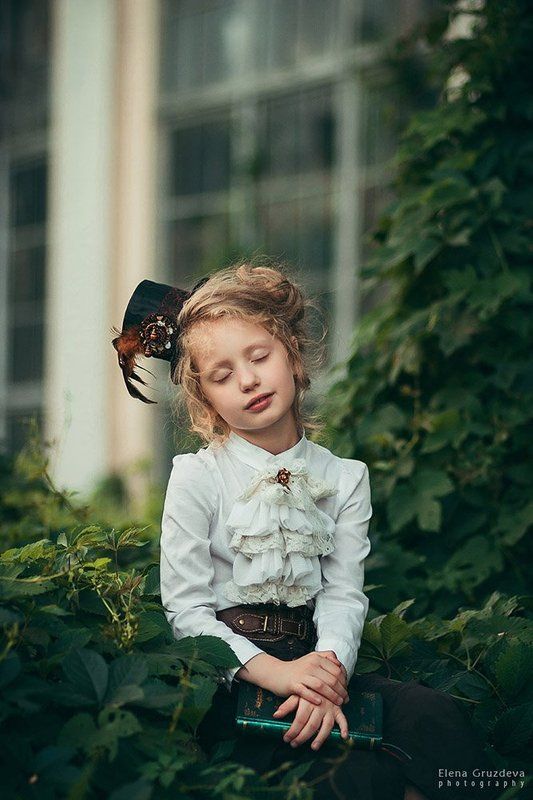 портрет, девочка, ребенок, ретро, шляпа ***photo preview