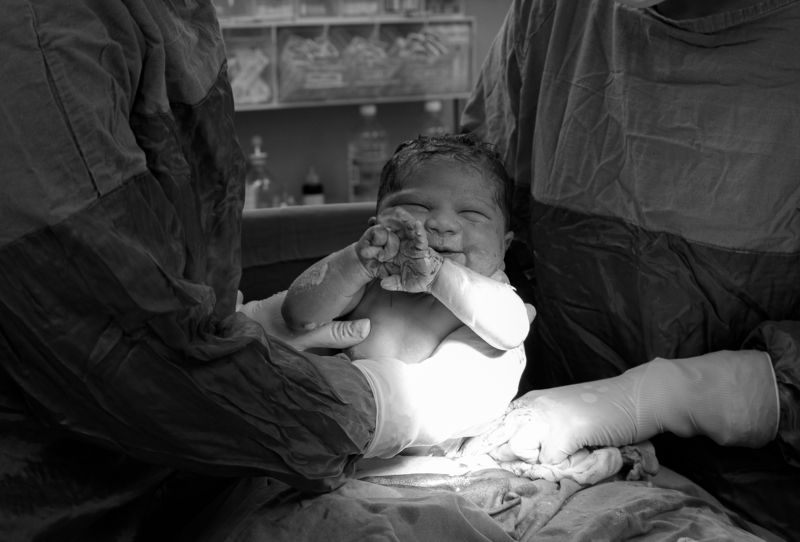 azerbaijan, newborn, baby, boy, black and white, b&w, caesarean section The birth of a smilephoto preview