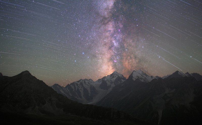 Горы, Кавказ, Коштантау, Млечный путь Массив Коштантау под звездамиphoto preview