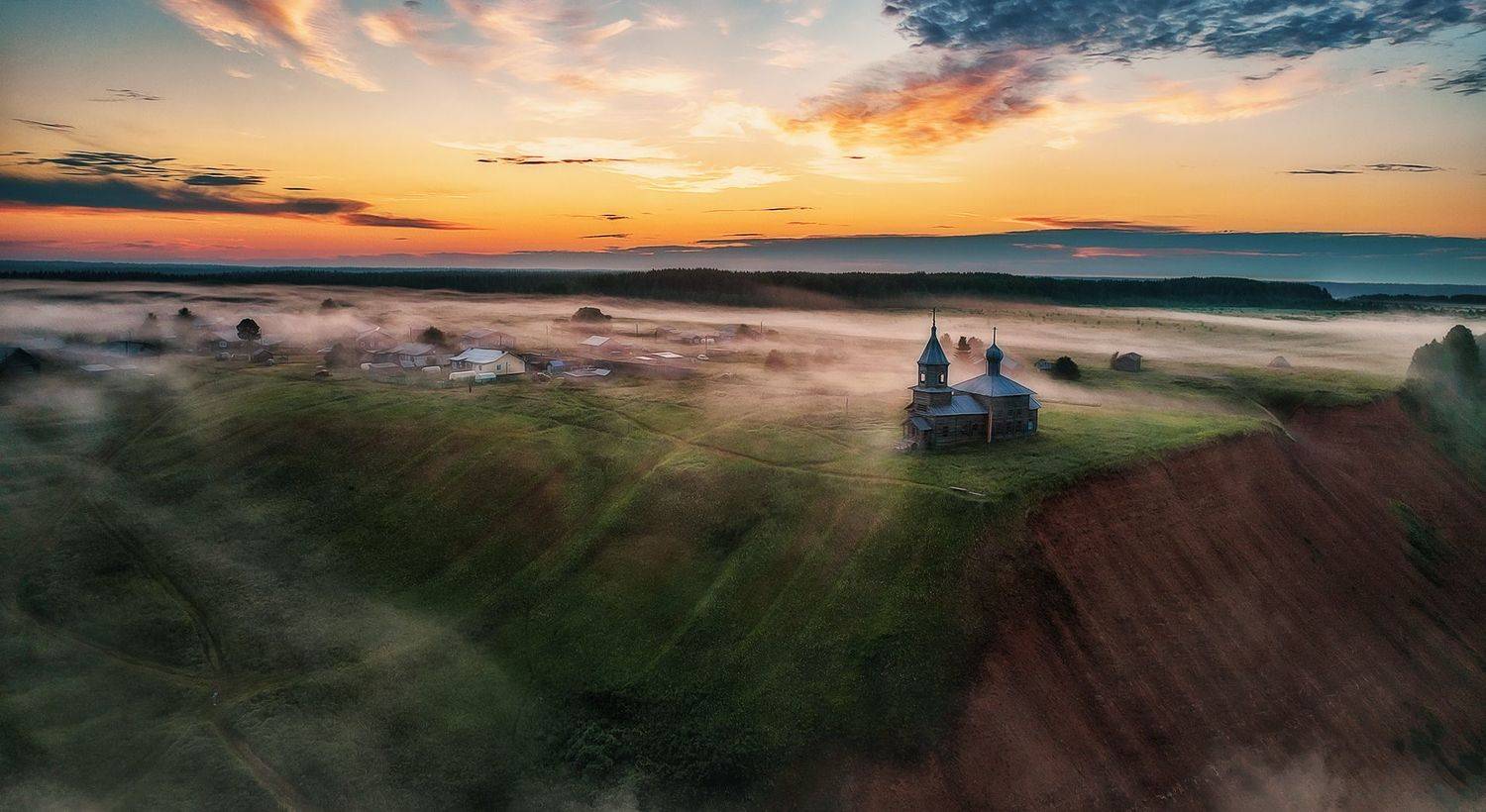 По Архангельской области. Автор: Владимир Липецких архангельская область, большая нисогора, церковь, туман, белые ночи, рассвет., Владимир Липецких