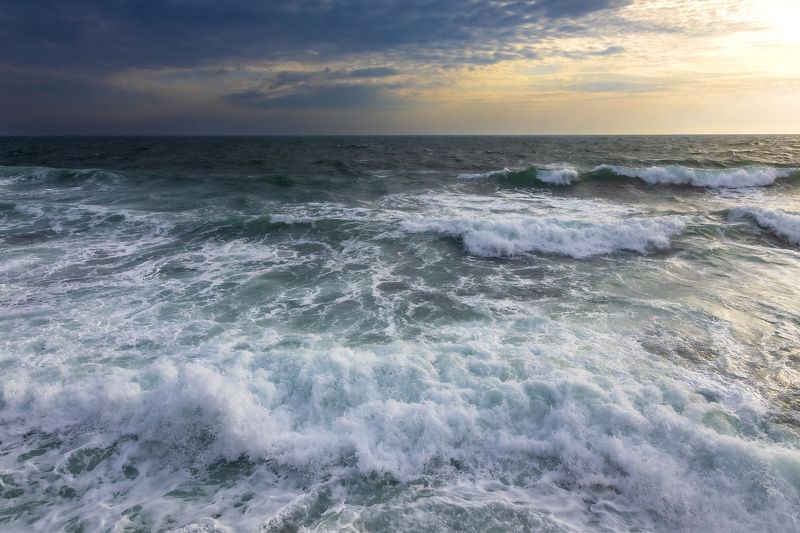 пейзаж, природа, вечер, закат, берег, небо, море Штормphoto preview