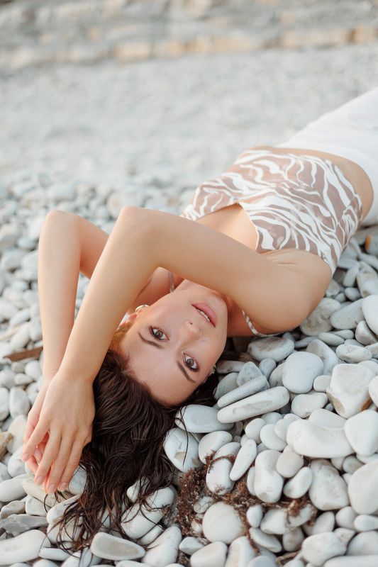 море, закат, девушка, портрет, вода, воздух photo preview