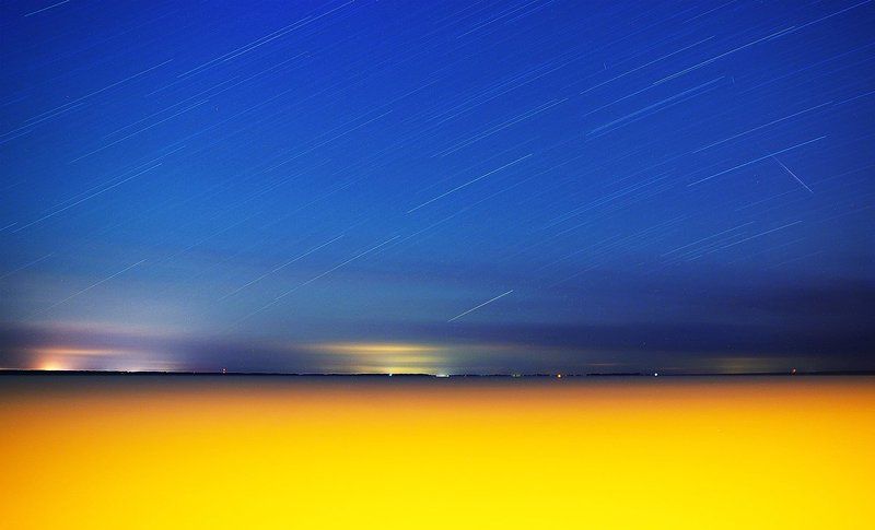 Lithuania, Preila, night photography, long exposure, star trails, water *photo preview