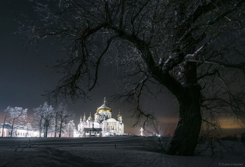 белая гора, белогорский монастырь, кунгурский район, пермский край, звезды, ночь, зима, звездная ночь, пейзаж Звездная ночь над храмомphoto preview
