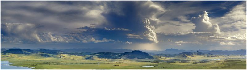 горизонт, горы, гроза, дождь, долина, желтый, иткуль, небо, облака, озеро, панорама, пейзаж, природа, путешествия, сибирь, синий, степь, туризм, тучи, хакасия, холмы, ширина Гроза над Иткулемphoto preview