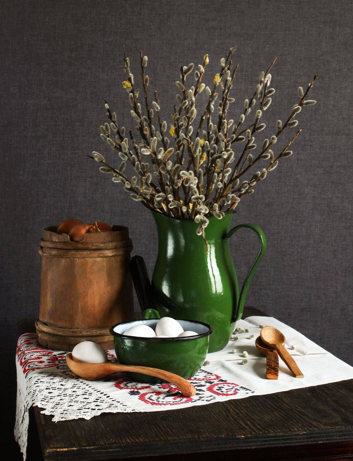 Чистый четверг. Автор: Наталья Казанцева натюрморт, фотонатюрморт, весна, праздник, пасха, верба, яйца, ретро, ретронитюрморт, still life, stillifefoto, художественное фото, фотохудожник, наталья казанцева, Наталья Казанцева