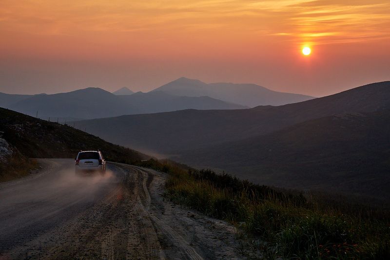магадан, перевал магаданский, закат, сопки, дорога, magadan, sunset, road, hills Перевал Магаданскийphoto preview