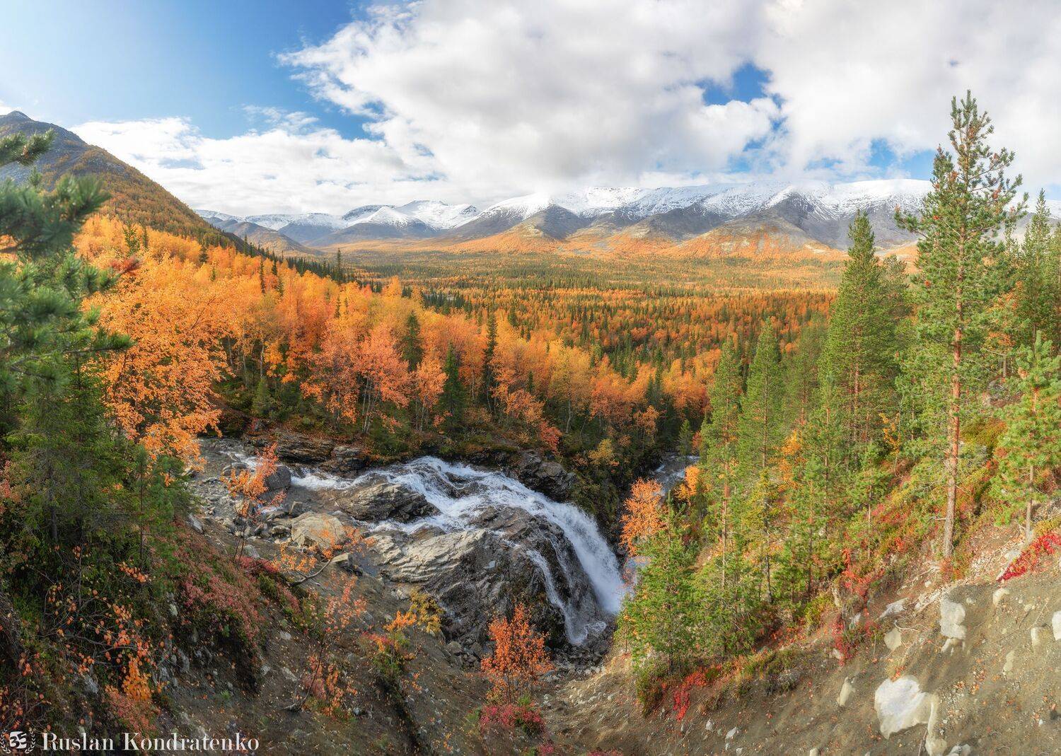 Водопад Рисйокский, Хибины. Автор: Руслан Кондратенко хибины, колский полуостров, водопад, рисйок, рисйокский водопад, панорама, Руслан Кондратенко