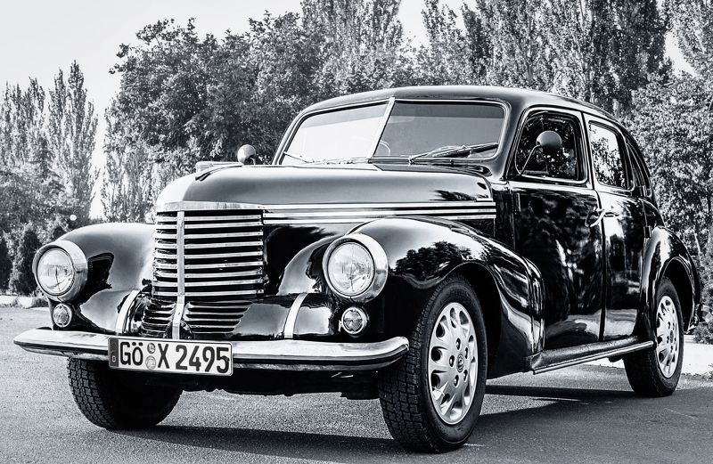 opel, автомобиль, машина, раритет, чб Opel Kapitänphoto preview
