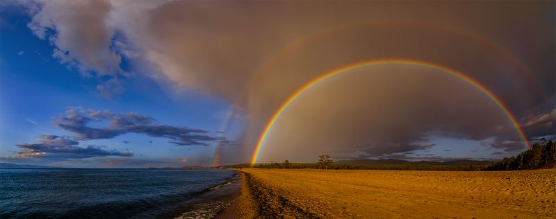 Байкал, Лето, Небо, Облака, Озеро, Панорама, Пейзаж, Природа, Радуга, Сибирь После дождичка.photo preview