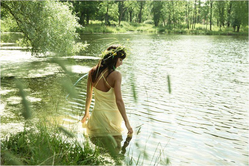 девушка, лето, чувства, озеро, венок, summer, feelings Summer feelingsphoto preview