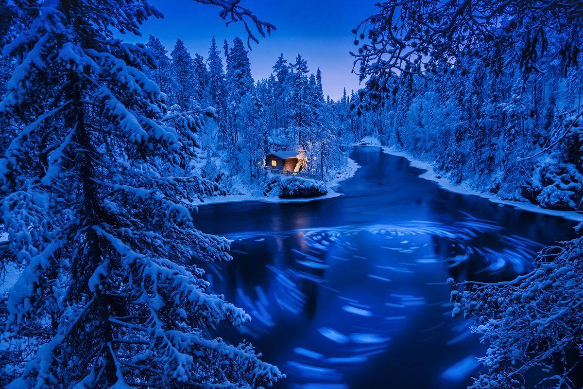 Синее озеро. Автор: Лариса Дука Природа, пейзаж,озеро, парк, природный парк,ночь, Лапландия,Финляндия, Лариса Дука