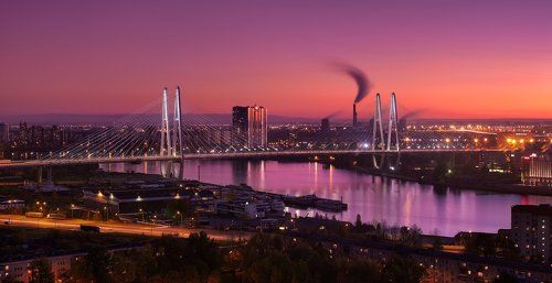Вечерний Петербург. Большой Обуховский мост