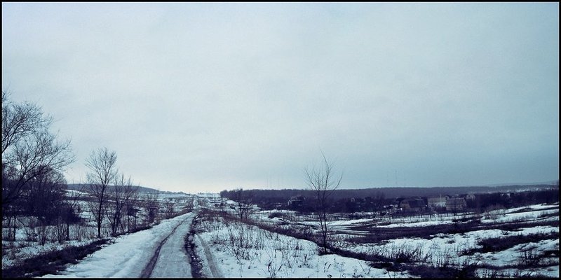 поле, лужи, снег, дома Р О Д И Н Аphoto preview