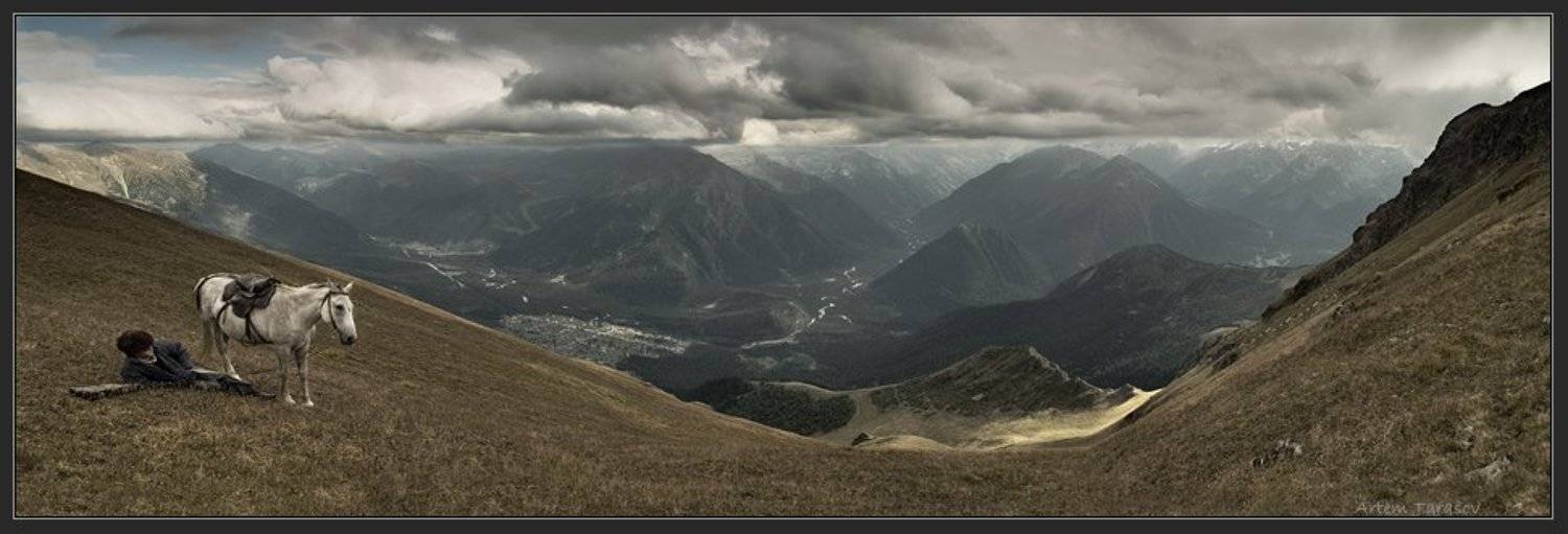 Когда до неба рукой подать. Автор: Артём Тарасов небо, горы, облака, лошадь, архыз,когда, до, неба, рукой, подать, Артём Тарасов