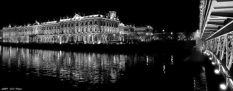 петербург, ночь, эрмитаж, нева, мост чб. ночнОе эрмитАжно-мостОвоеphoto preview