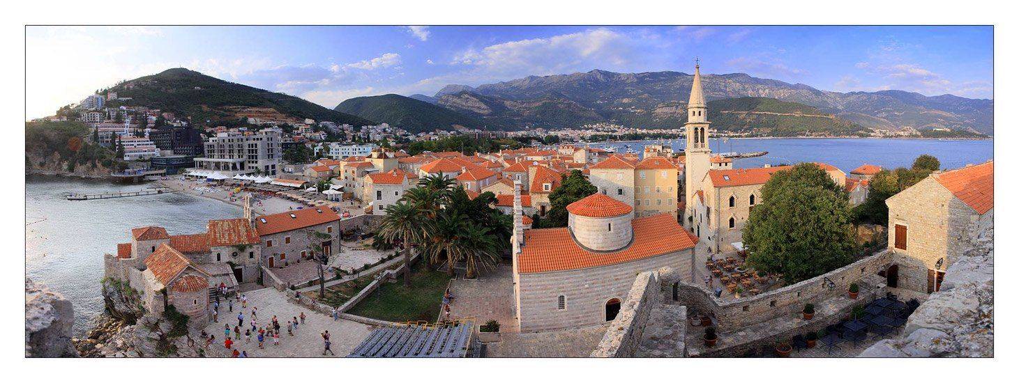 Старая Будва. Автор: Симонян Сергей Адриатика, Архитектура, Будва, Вечер, Европа, Закат, панорама, старая будва, Старый город, Черепичные крыши, черногория, Симонян Сергей