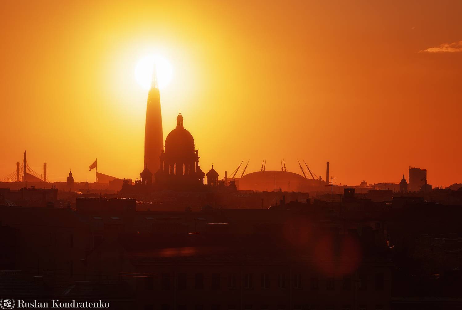 санкт-петербург, закат, исаакиевский собор, лахта-центр, лахта, небоскреб, прострел, зенит арена, газпром арена, Кондратенко Руслан