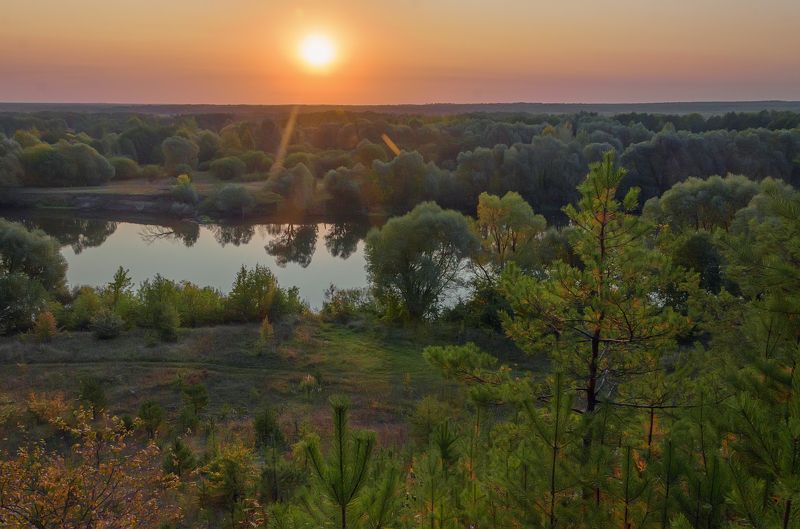 пейзаж, красота, природа Закат на реке.photo preview