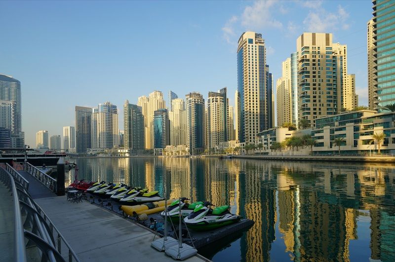 city, skyscraper, bay, architecture, yacht, embankment, building, pond, futurism, concept, megapolis Morningphoto preview