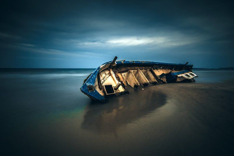 Шри Ланка, старая, океан, лодка, длинная экспозиция, апрель, sri lanka, old boat, ocean, long exposure, april Old boat...photo preview
