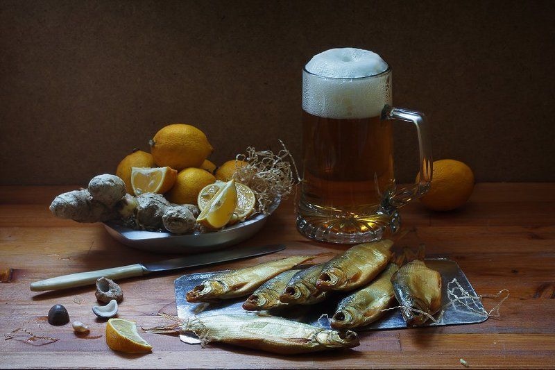 натюрморт, пиво, эль, имбирь, лимоны, рыба, вяленая рыба, октоберфест,  Про лимонно-имбирный эльphoto preview