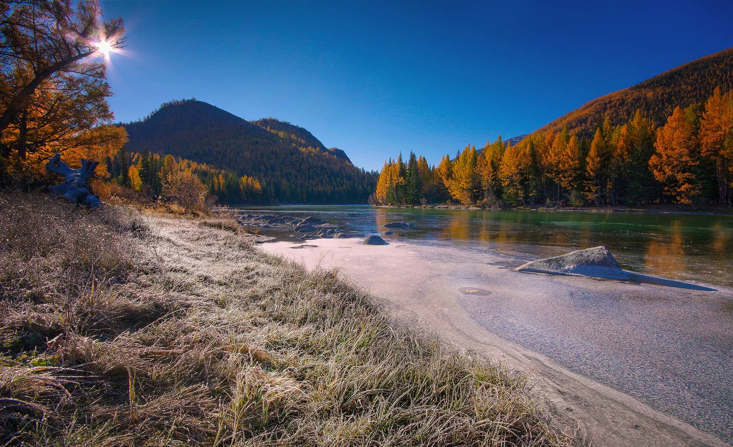 алтай, рассвет, утро, река, аргут, иней, вода, осень, мороз, Чичкин Валерий