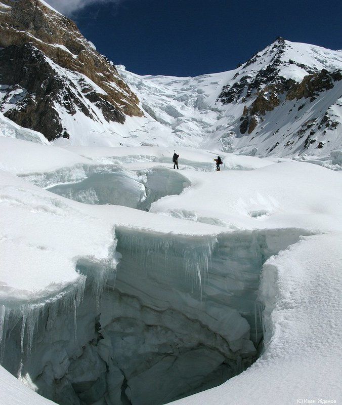 горы, памир, ледник, хабарвивхац,  туризм, альпинизм Выход с ледопада на леднике Хабарвивхацphoto preview