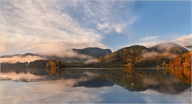 рассвет., озеро, блед., словения. ...прогулка вокруг озера Блед... 2photo preview