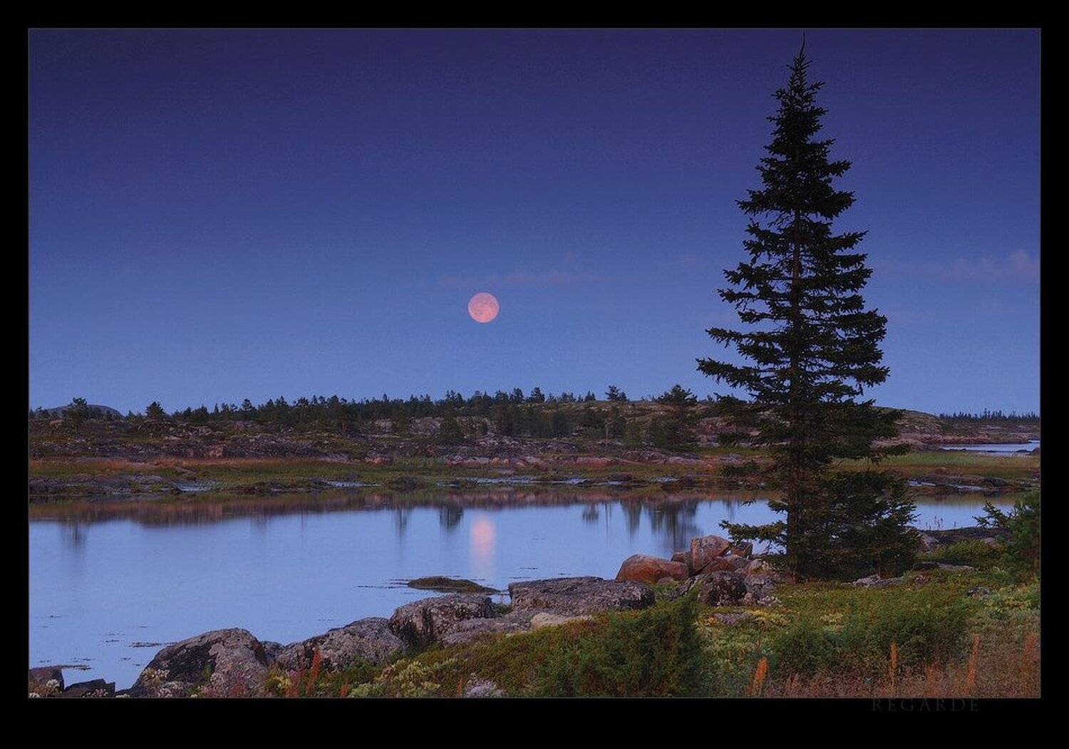 белое море, луна, карелия, закат, вечер, тишина, Regarde