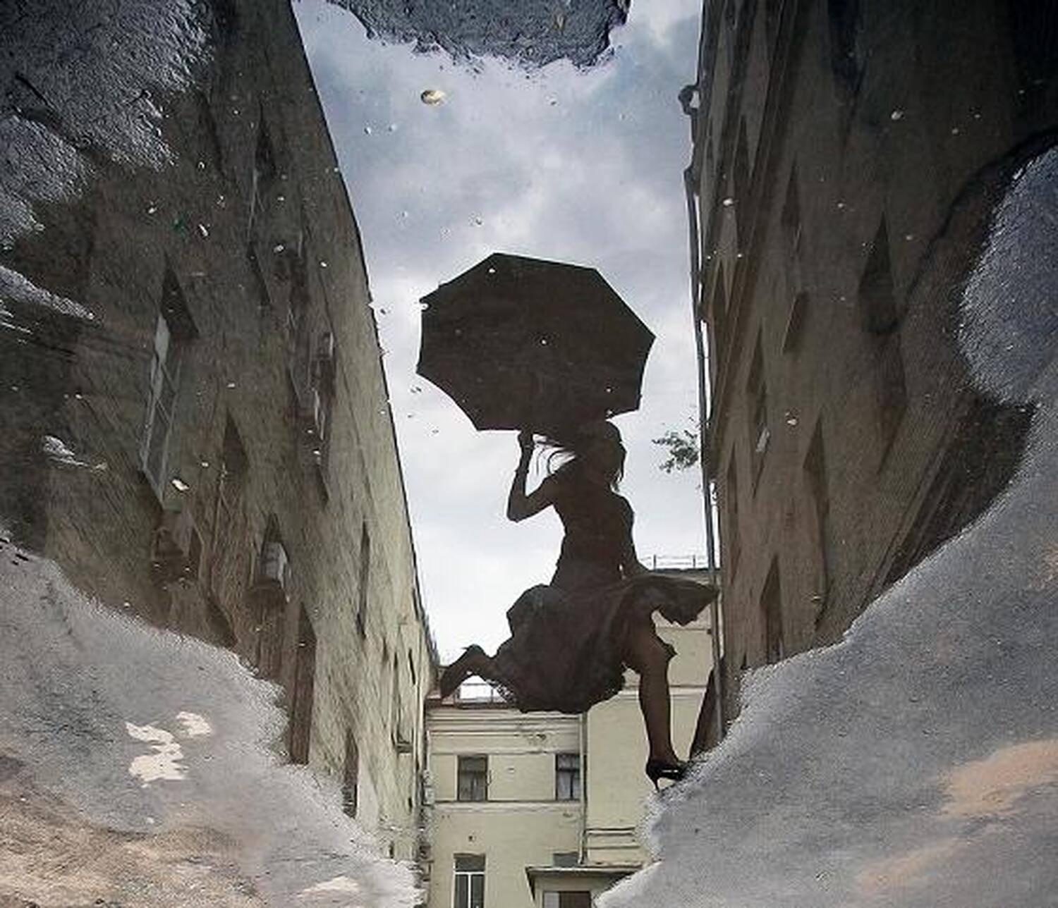 город, дождь, шапочка, прыгать, Ольга Гранкова