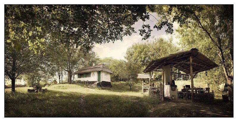 хутор, хуторок, украина, хортица, казаки, казачья сечь, запарожье, украинский пейзаж Хуторокphoto preview