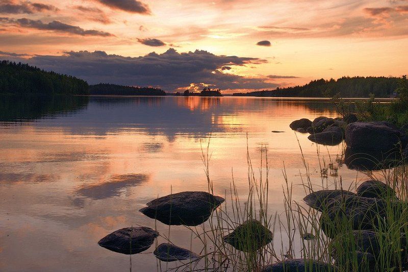 карелия, тумасозеро Карельский закат.photo preview