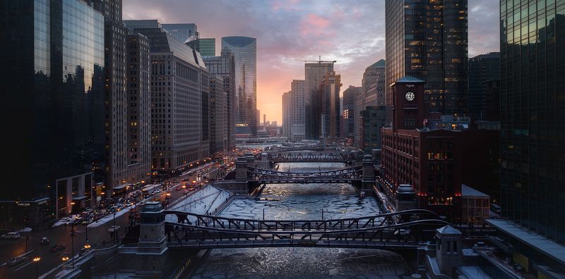 chicago, winter, sunset Chicagophoto preview