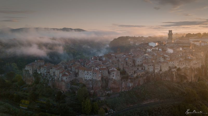 toscana, tuscany, drone, aero, light, sunrise Pitigliano (Tuscany) in the morning lightphoto preview