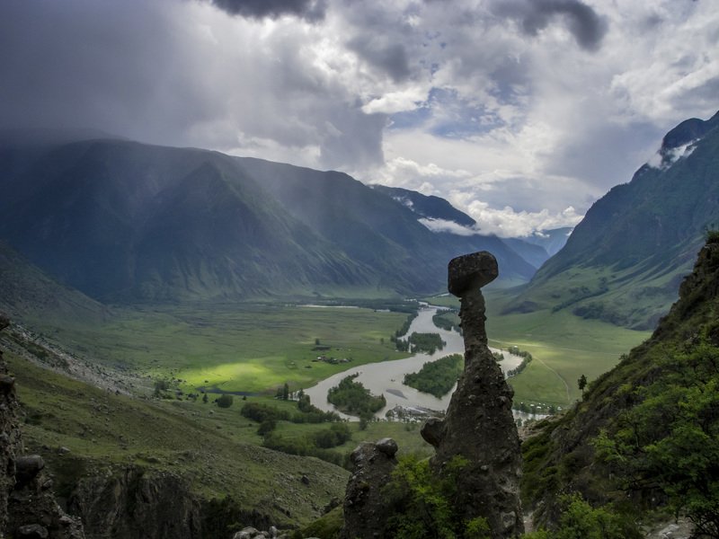 Горы, Долина, Облака, Река Урочище Аккурум и долина Чулышманаphoto preview