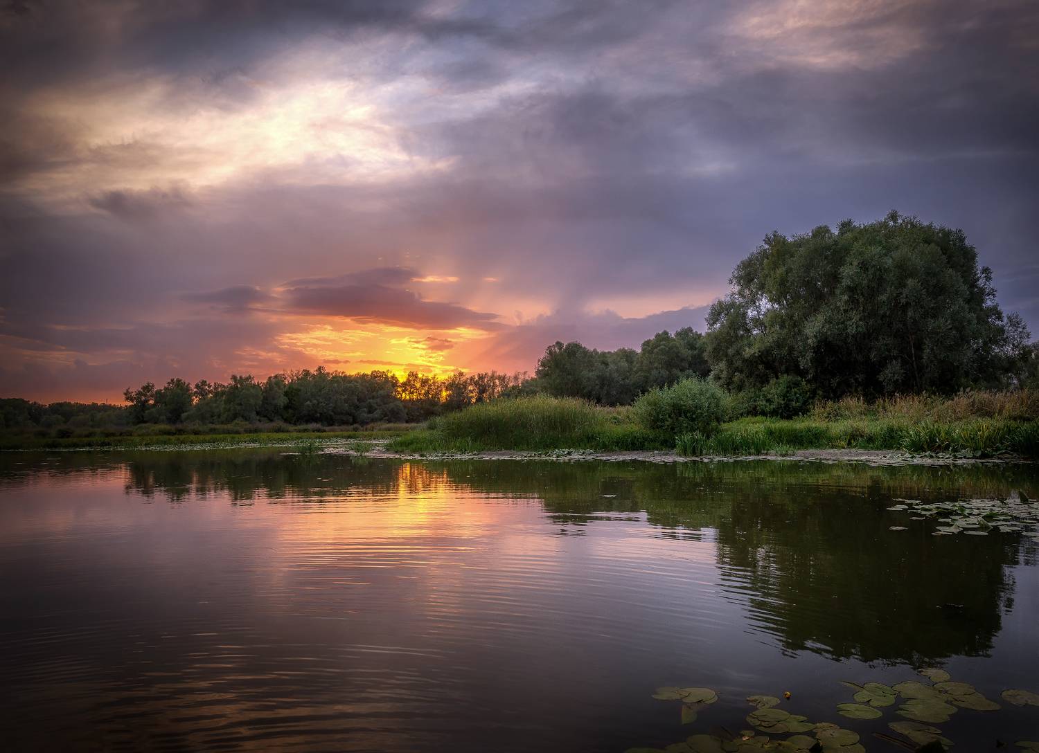 река, зорька, закат, вечер, штиль, дон, Сергей Аникин