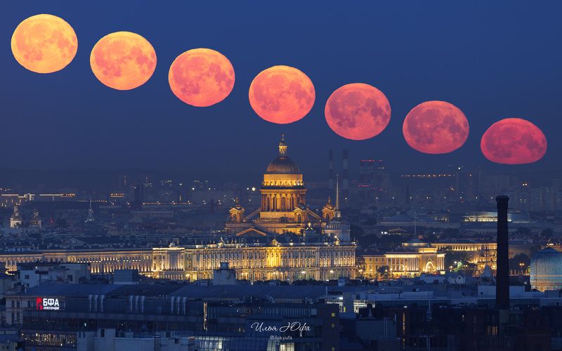 луна, город, ночь, полнолуние  Полнолуние photo preview