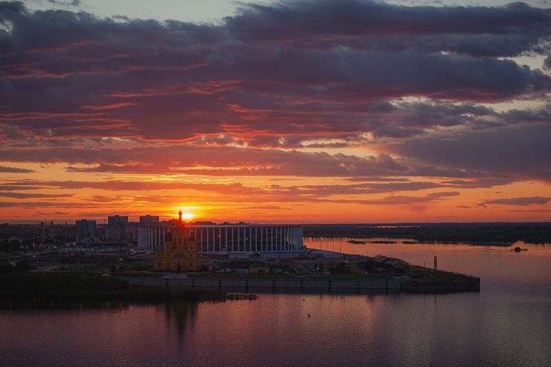 нижний новгород, город, закат, стрелка, волга, ока, собор Столица закатовphoto preview