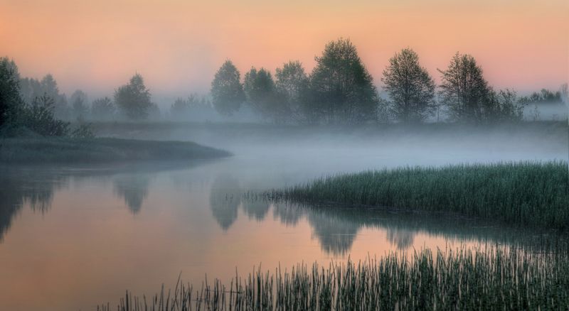 лето туман река Керженец Семеновский район Нижегородская область В тумане берега..photo preview