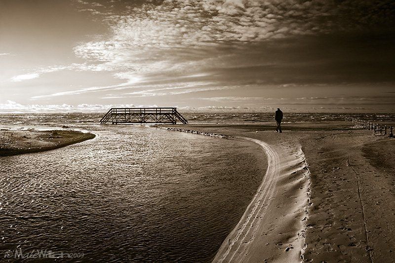 landscape, nature, sepia, bridge, sky, beach, cloud, man, пейзаж, небо, природа, сепия, мост, пляж What dreams may come...photo preview