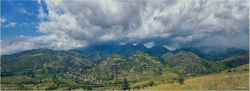 Горы, Дождь, Долина, Крым, Крымские горы, Облака, Панорама, Тучи, Чёрное море ...photo preview