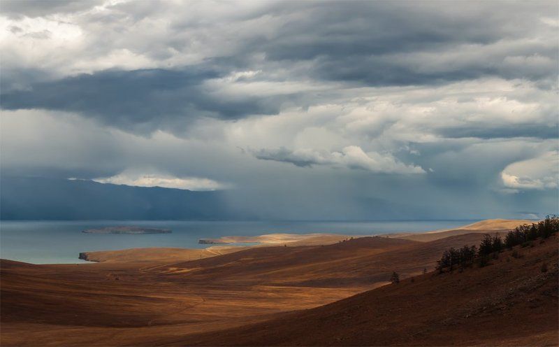Байкал, Горы, Лето, Небо, Озеро, Ольхон, Остров, Пейзаж, Природа, Сибирь, Тучи Дождливо на Байкале.photo preview