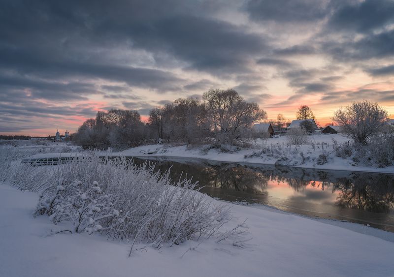 дунилово, зима, утро, храм, рассвет Рассветное мгновениеphoto preview