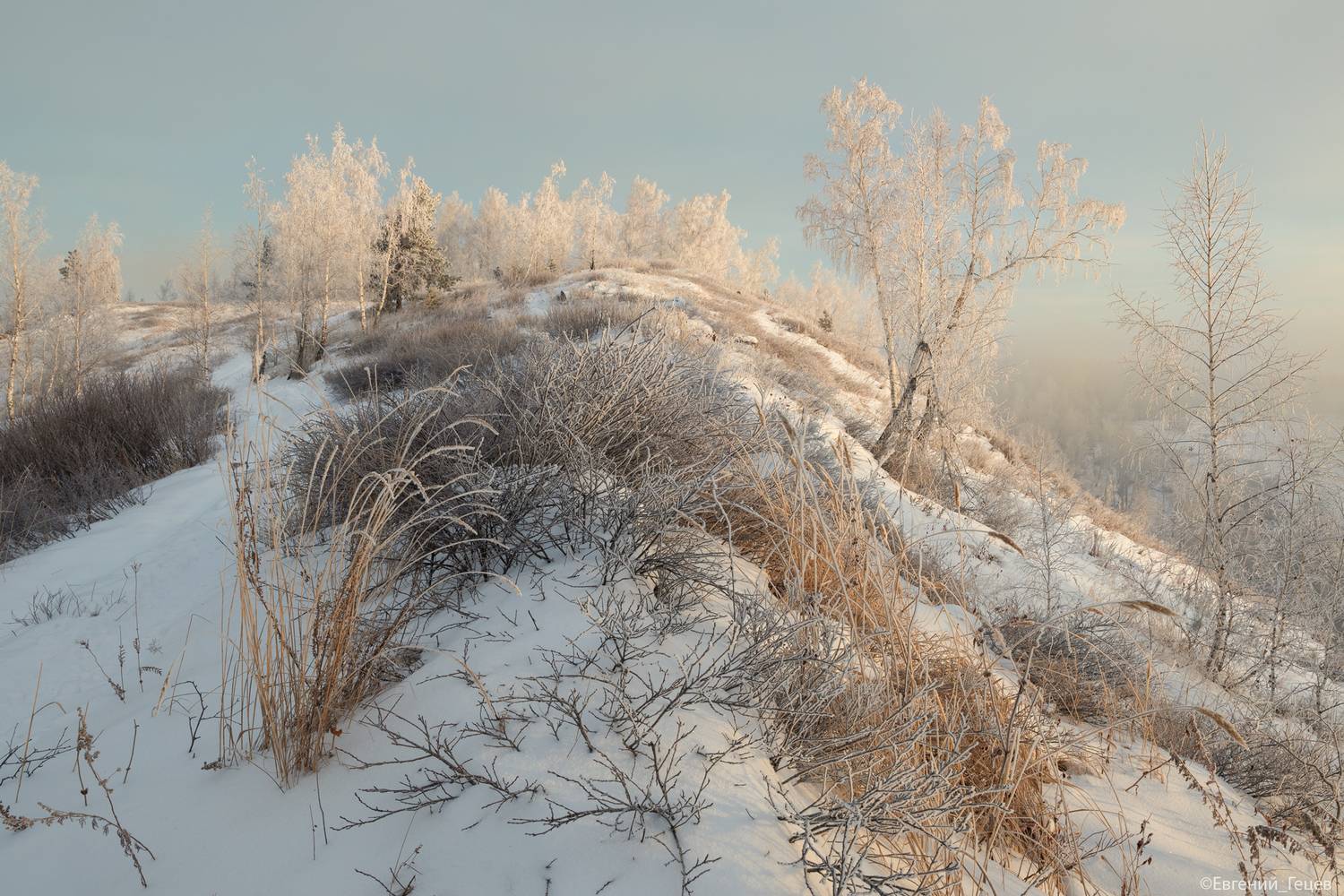 Туманное утро. Автор: Евгений Гецев пейзаж, утро, зима, рассвет, снег, иней, урал, Евгений Гецев